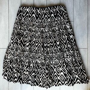 Lauren Ralph Lauren Long Brown Skirt 2X Geometric Tiered Flowy Teacher Academia
